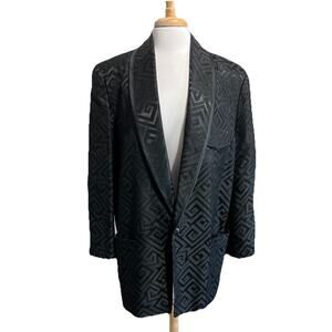 Norman Todd Black Textured Satin Lined Oversized Tuxedo Blazer Jacket Women 14